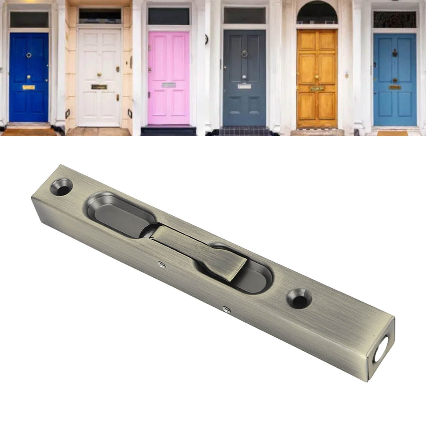 Slide Latch Slide Lock Thicken Aluminium Alloy Hidden Tube Easy Operation Slide Security Latch for Door Gate Security Cyan