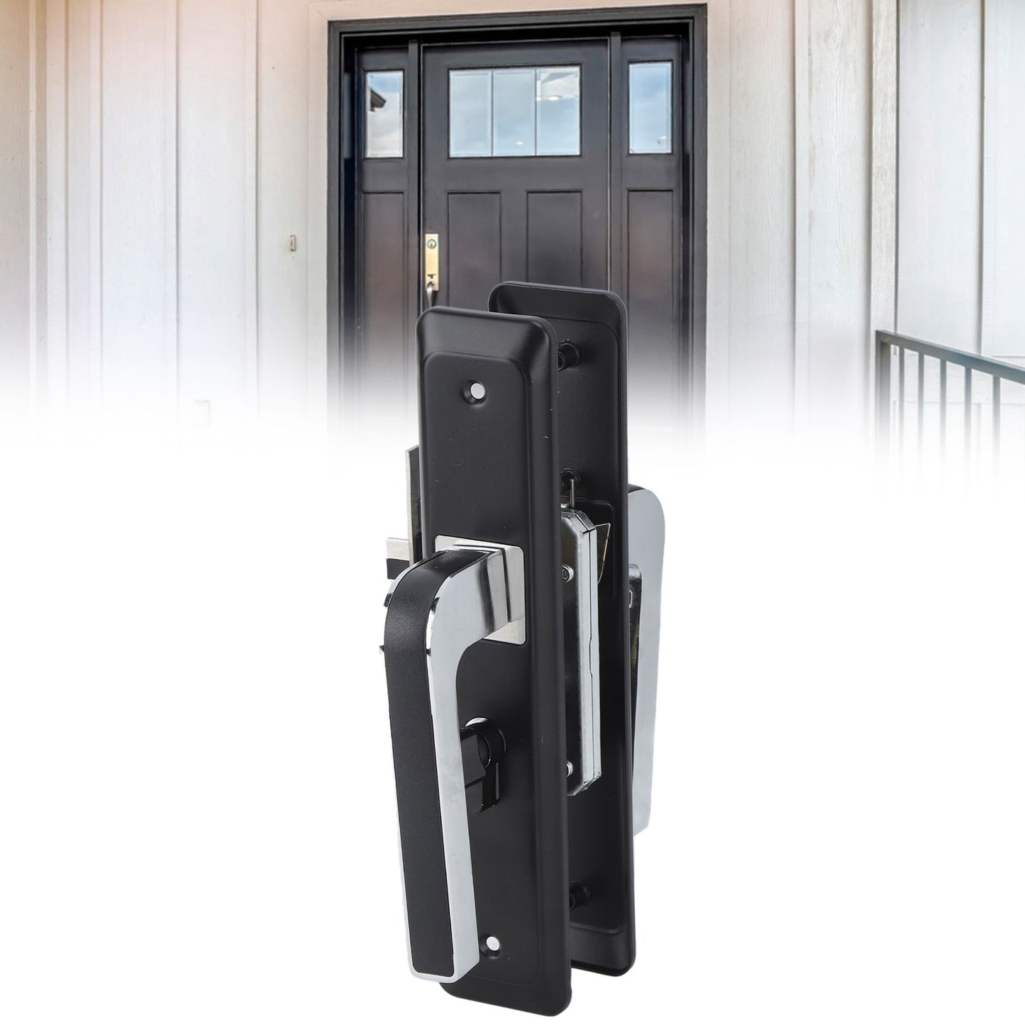 Privacy Bathroom Lever Lock Set Low Noise Door Lever Lockset Bedroom Door Handle Security Door Lever with Lock Black
