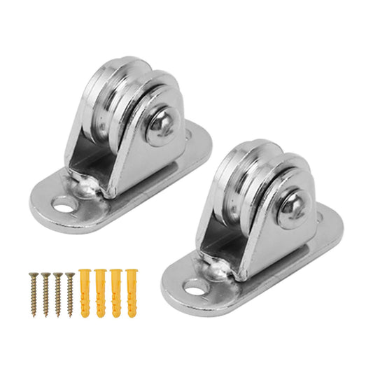 Small Pulley Block Stainless Steel Silent Pulley Roller Wall Mounted Fixed Pulley for DIY Equipment Wire Rope Rail Sliding Gate 2PCS