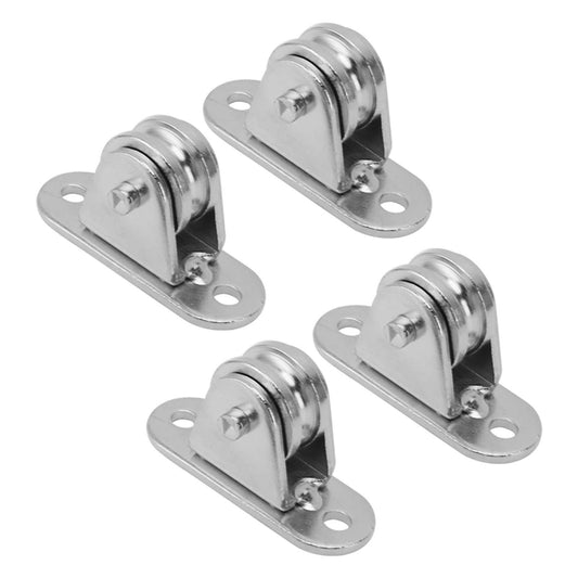 Small Pulley Block Stainless Steel Silent Pulley Roller Wall Mounted Fixed Pulley for DIY Equipment Wire Rope Rail Sliding Gate 4PCS