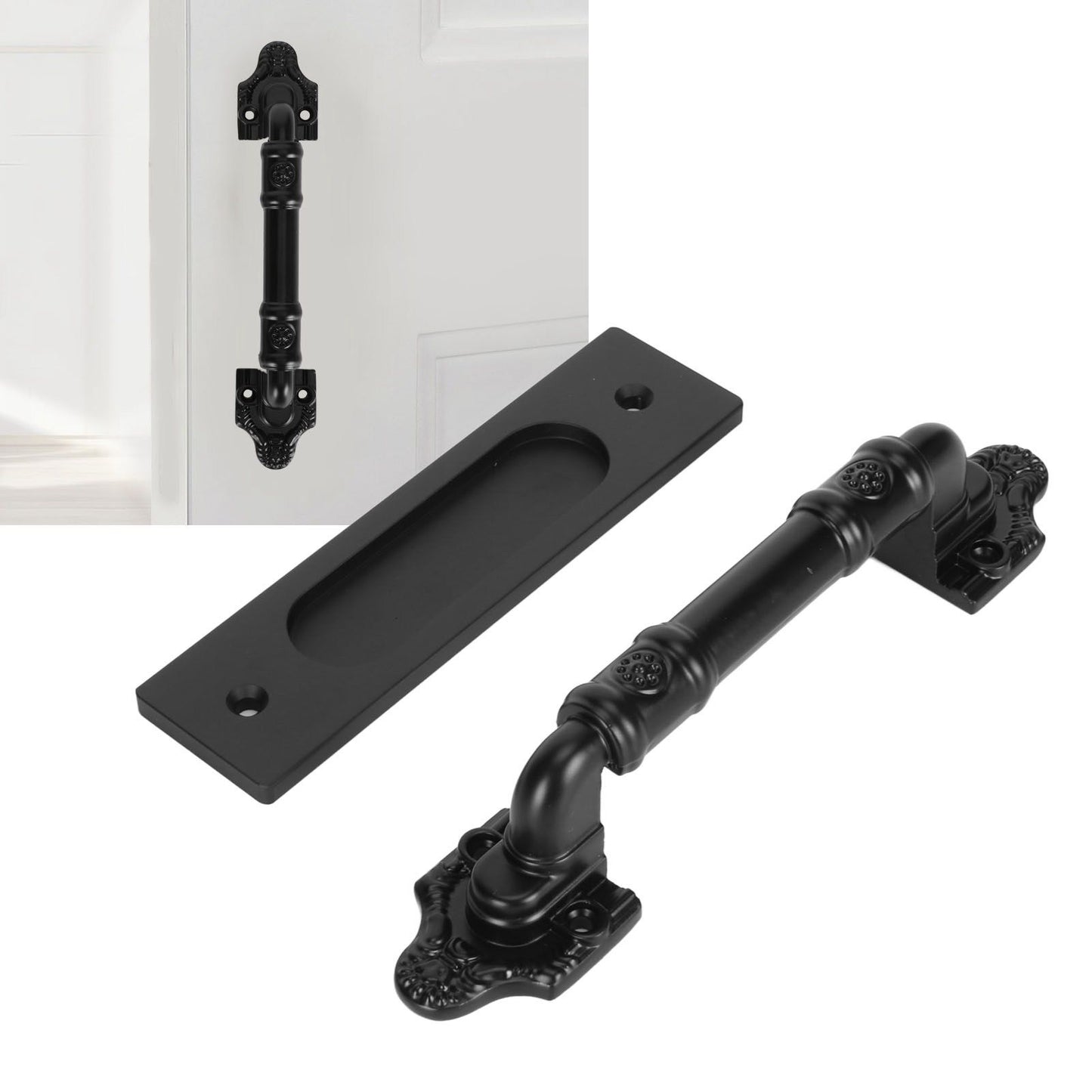 Sliding Barn Door Handle Double Sided Black Barn Door Pull Handle for Gates Garages