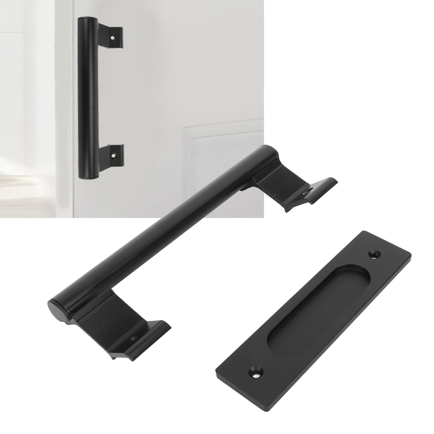 Sliding Door Handle Double Sided Universal Black Aluminum Alloy Barn Door Handles Hardwares for Home Bedroom
