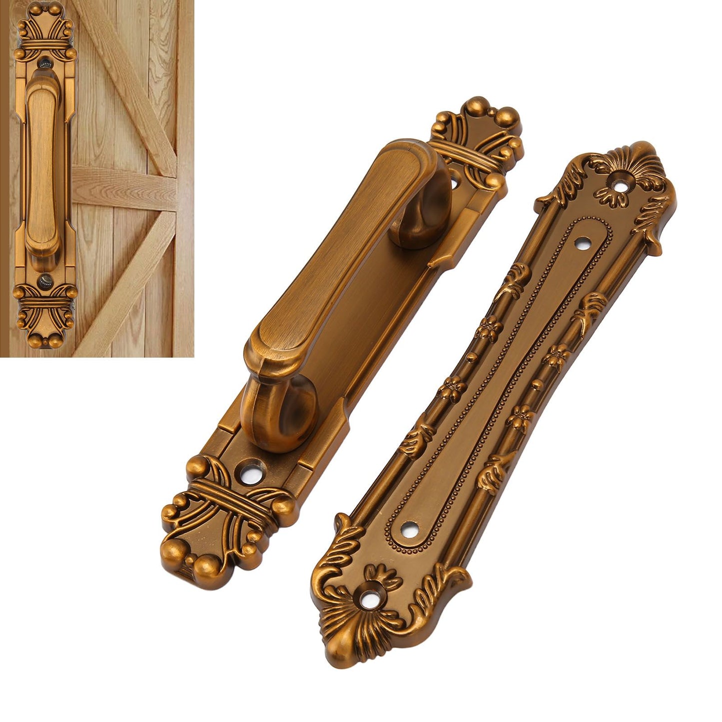 Sliding Barn Door Handles Large Rustic Dual Side Design for Gates Garages Sheds Furniture Aluminum Alloy Material Bronze