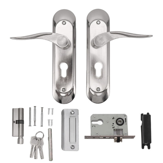 Door Interior Lever Passage Handle with Lock Easy Install Stainless Steel Door Handle for Bedroom Bathroom Closet Home