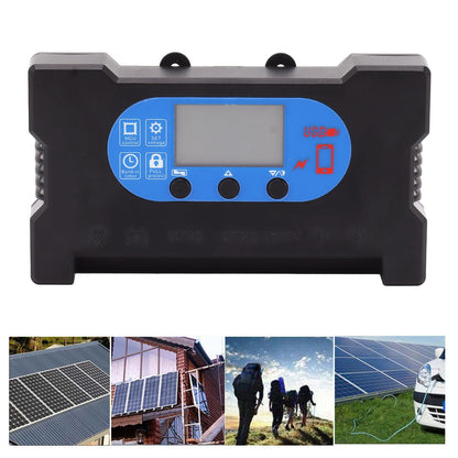 5V Solar Charge Controller Solar Panel Charge Controller with Fast Charging Dual USB Type C Port 30A