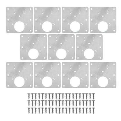 10 PCS Cabinet Hinges Repair Plate with Fixing Screws Thicken Stainless Steel Cupboard Door Hinge Repair Plate Kit for Home
