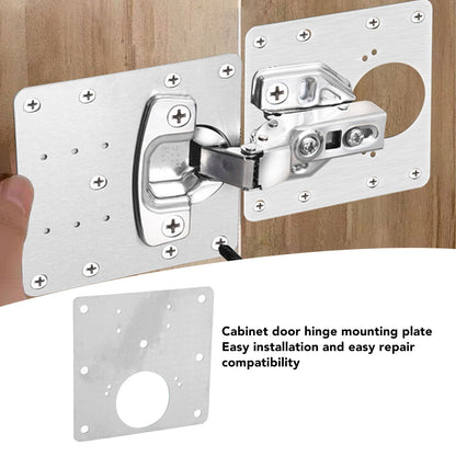 10 PCS Cabinet Hinges Repair Plate with Fixing Screws Thicken Stainless Steel Cupboard Door Hinge Repair Plate Kit for Home