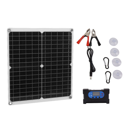 Solar Panel Charge Controller Set Monocrystalline Silicon 25W 10A Fast Charging Battery Free Drive Solar Panel Regulator for Lights Power Tools