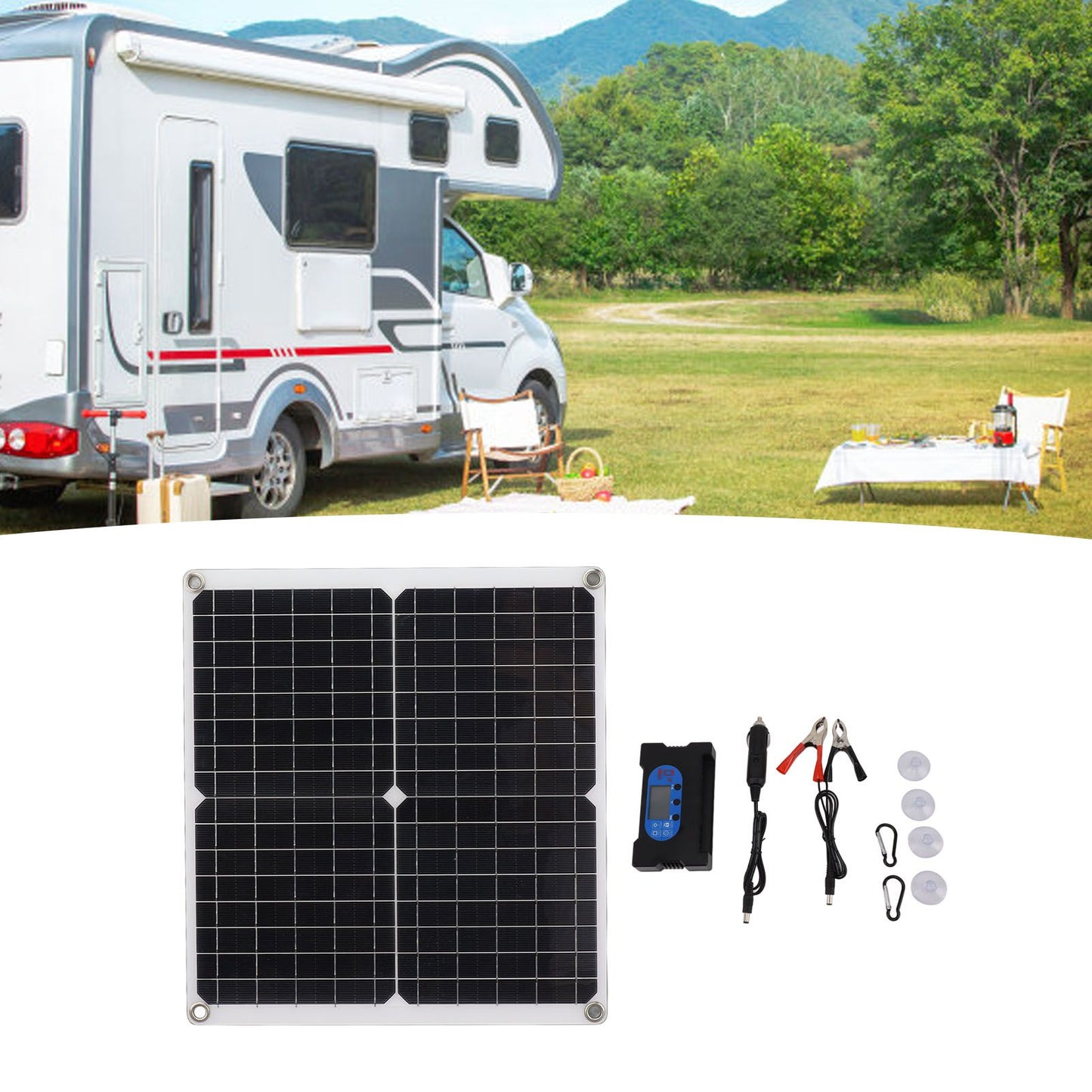 Solar Panel Charge Controller Set Monocrystalline Silicon 25W 10A Fast Charging Battery Free Drive Solar Panel Regulator for Lights Power Tools