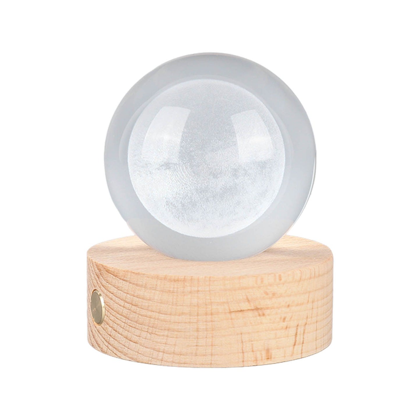 6cm 3D Crystal Ball Luminous Clear Sculpture Round Astronomy Ball Miniature Sculpture Ball Night Light Moon Crystal Ball