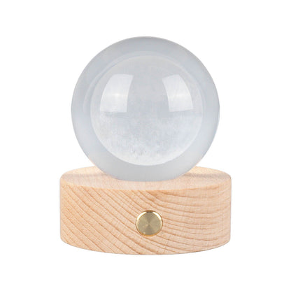 6cm 3D Crystal Ball Luminous Clear Sculpture Round Astronomy Ball Miniature Sculpture Ball Night Light Moon Crystal Ball