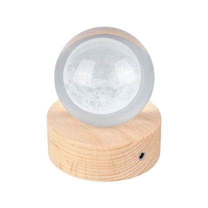 6cm 3D Crystal Ball Luminous Clear Sculpture Round Astronomy Ball Miniature Sculpture Ball Night Light Moon Crystal Ball