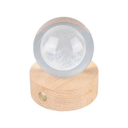 6cm 3D Crystal Ball Luminous Clear Sculpture Round Astronomy Ball Miniature Sculpture Ball Night Light Moon Crystal Ball