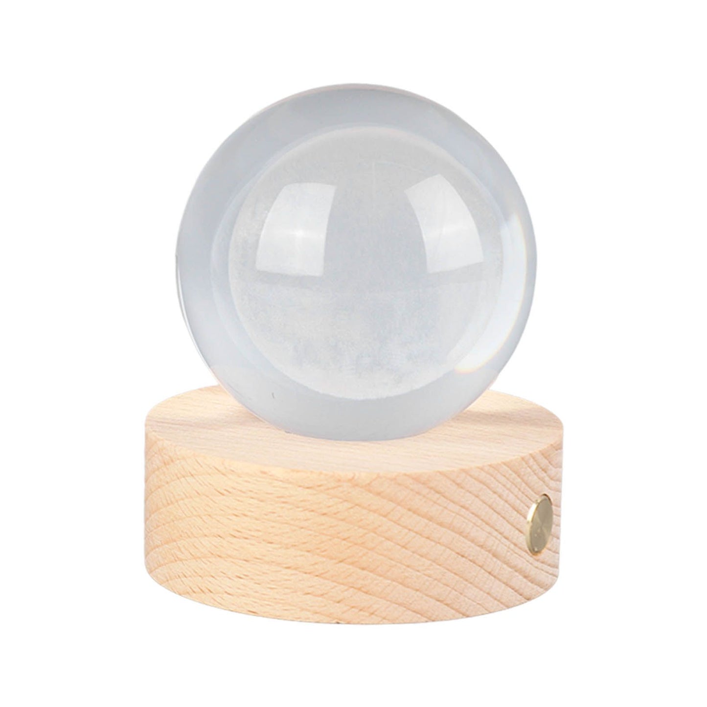 6cm 3D Crystal Ball Luminous Clear Sculpture Round Astronomy Ball Miniature Sculpture Ball Night Light Moon Crystal Ball