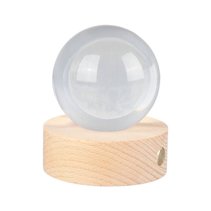 6cm 3D Crystal Ball Luminous Clear Sculpture Round Astronomy Ball Miniature Sculpture Ball Night Light Moon Crystal Ball
