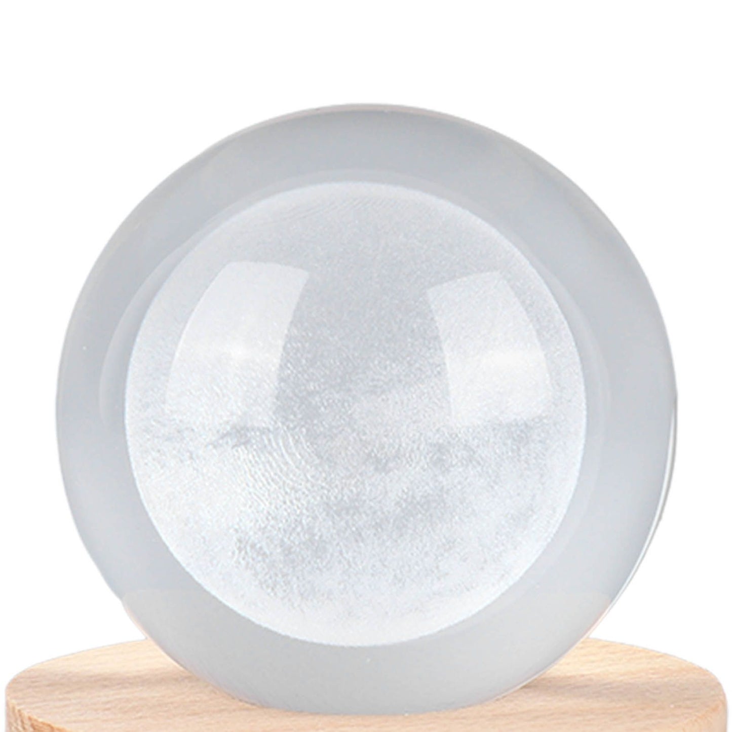 6cm 3D Crystal Ball Luminous Clear Sculpture Round Astronomy Ball Miniature Sculpture Ball Night Light Moon Crystal Ball