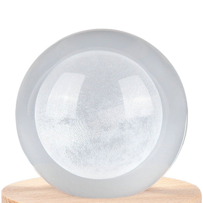 6cm 3D Crystal Ball Luminous Clear Sculpture Round Astronomy Ball Miniature Sculpture Ball Night Light Moon Crystal Ball