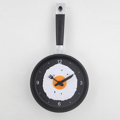 Wall Clock ABS Fried Egg Frying Pan Shape Silent Battery Operated Wall Clock for Bedroom Living Room Kitchen Pink