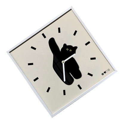 Wall Clock Innovative Nordic Style Cute Cat Pattern Silent Prevents Ticking Living Room Wall Clock for Kitchen Bedroom 30x30cm / 11.8x11.8in