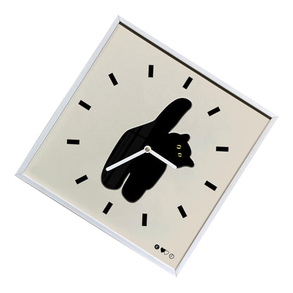 Wall Clock Innovative Nordic Style Cute Cat Pattern Silent Prevents Ticking Living Room Wall Clock for Kitchen Bedroom 30x30cm / 11.8x11.8in