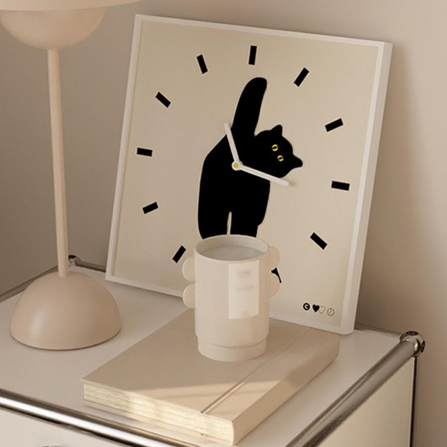 Wall Clock Innovative Nordic Style Cute Cat Pattern Silent Prevents Ticking Living Room Wall Clock for Kitchen Bedroom 30x30cm / 11.8x11.8in