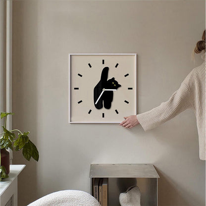 Wall Clock Innovative Nordic Style Cute Cat Pattern Silent Prevents Ticking Living Room Wall Clock for Kitchen Bedroom 40x40cm / 15.7x15.7in