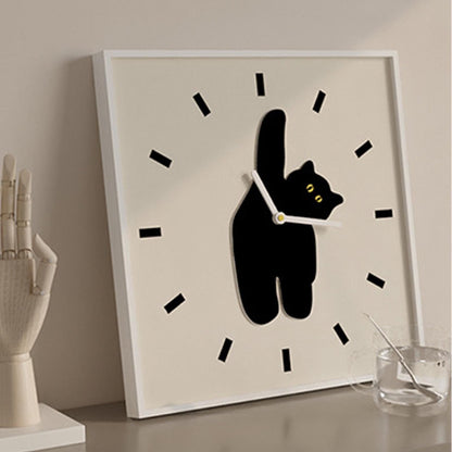 Wall Clock Innovative Nordic Style Cute Cat Pattern Silent Prevents Ticking Living Room Wall Clock for Kitchen Bedroom 40x40cm / 15.7x15.7in