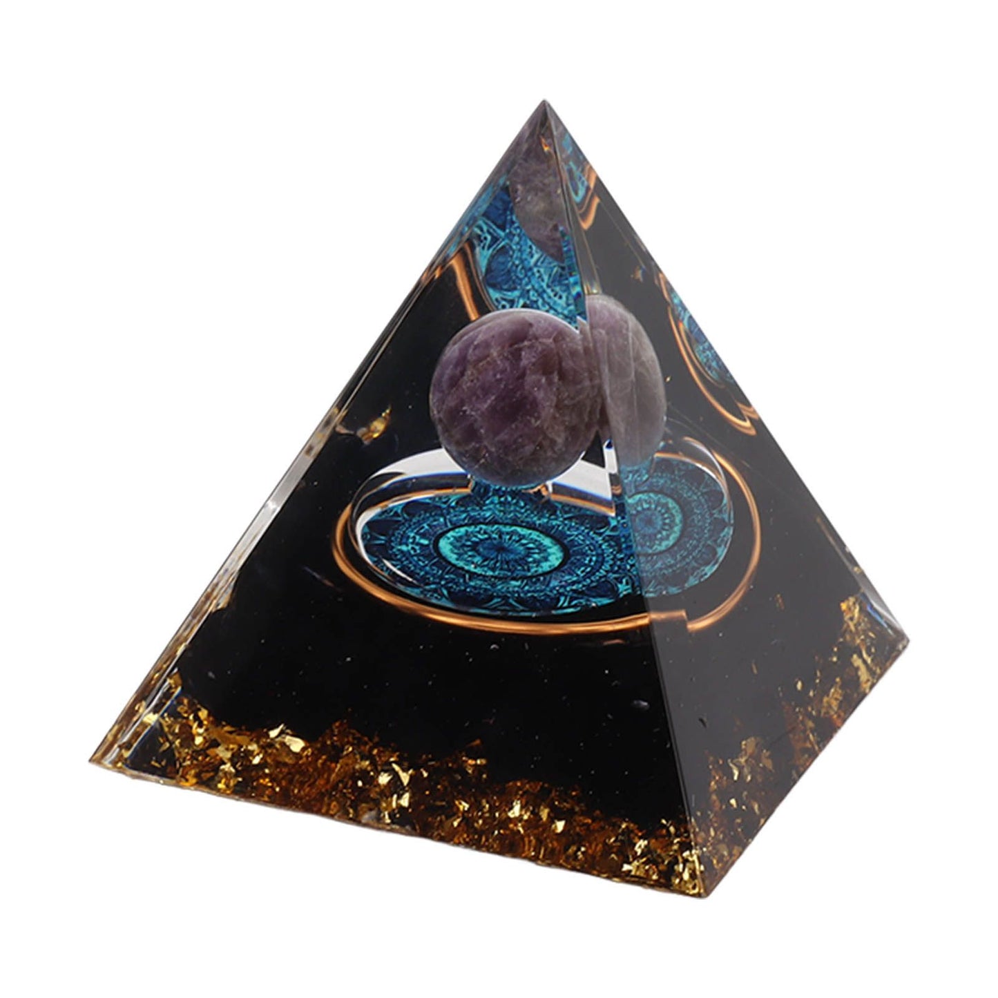 Crystal Epoxy Pyramid Decoration Hand Made 6cm Home Pyramid Desktop Ornament for Positive Energy