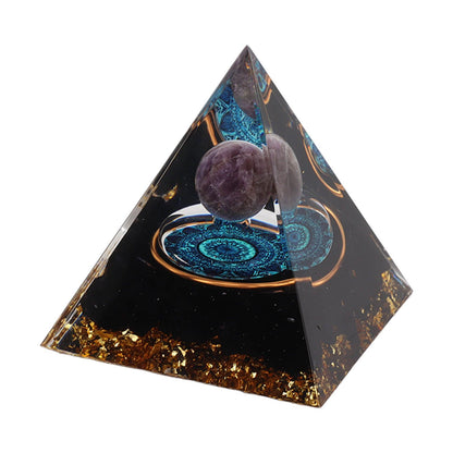 Crystal Epoxy Pyramid Decoration Hand Made 6cm Home Pyramid Desktop Ornament for Positive Energy