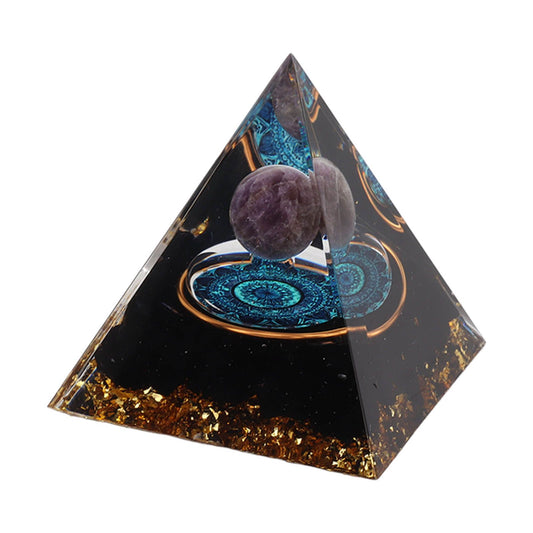 Crystal Epoxy Pyramid Decoration Hand Made 6cm Home Pyramid Desktop Ornament for Positive Energy