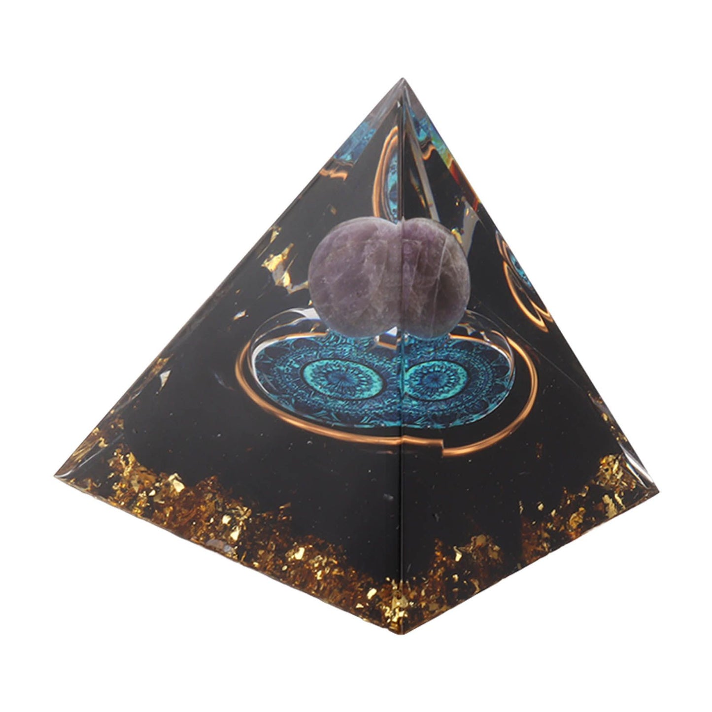 Crystal Epoxy Pyramid Decoration Hand Made 6cm Home Pyramid Desktop Ornament for Positive Energy