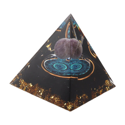 Crystal Epoxy Pyramid Decoration Hand Made 6cm Home Pyramid Desktop Ornament for Positive Energy