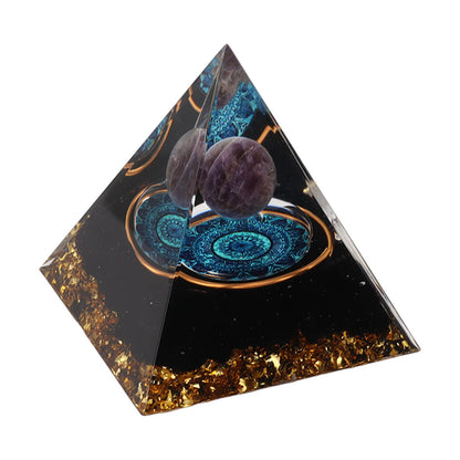 Crystal Epoxy Pyramid Decoration Hand Made 6cm Home Pyramid Desktop Ornament for Positive Energy