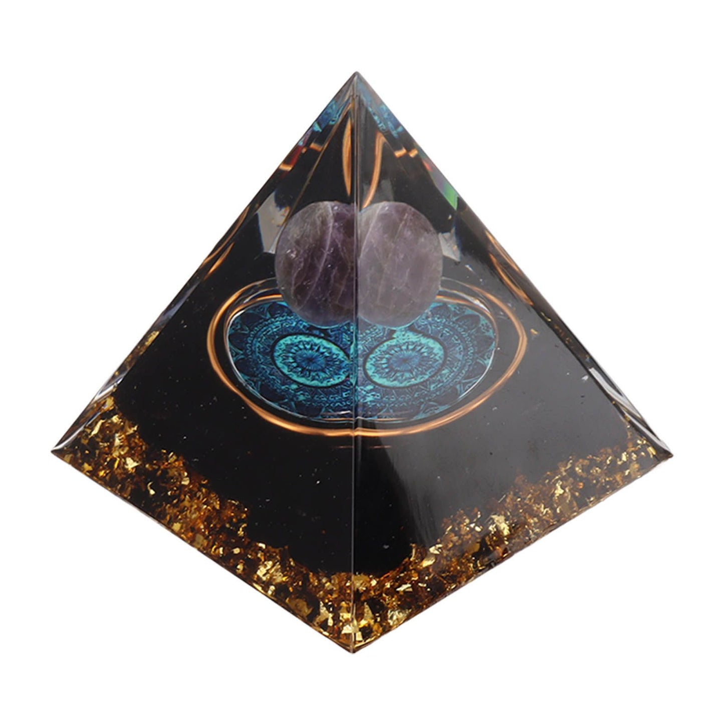 Crystal Epoxy Pyramid Decoration Hand Made 6cm Home Pyramid Desktop Ornament for Positive Energy