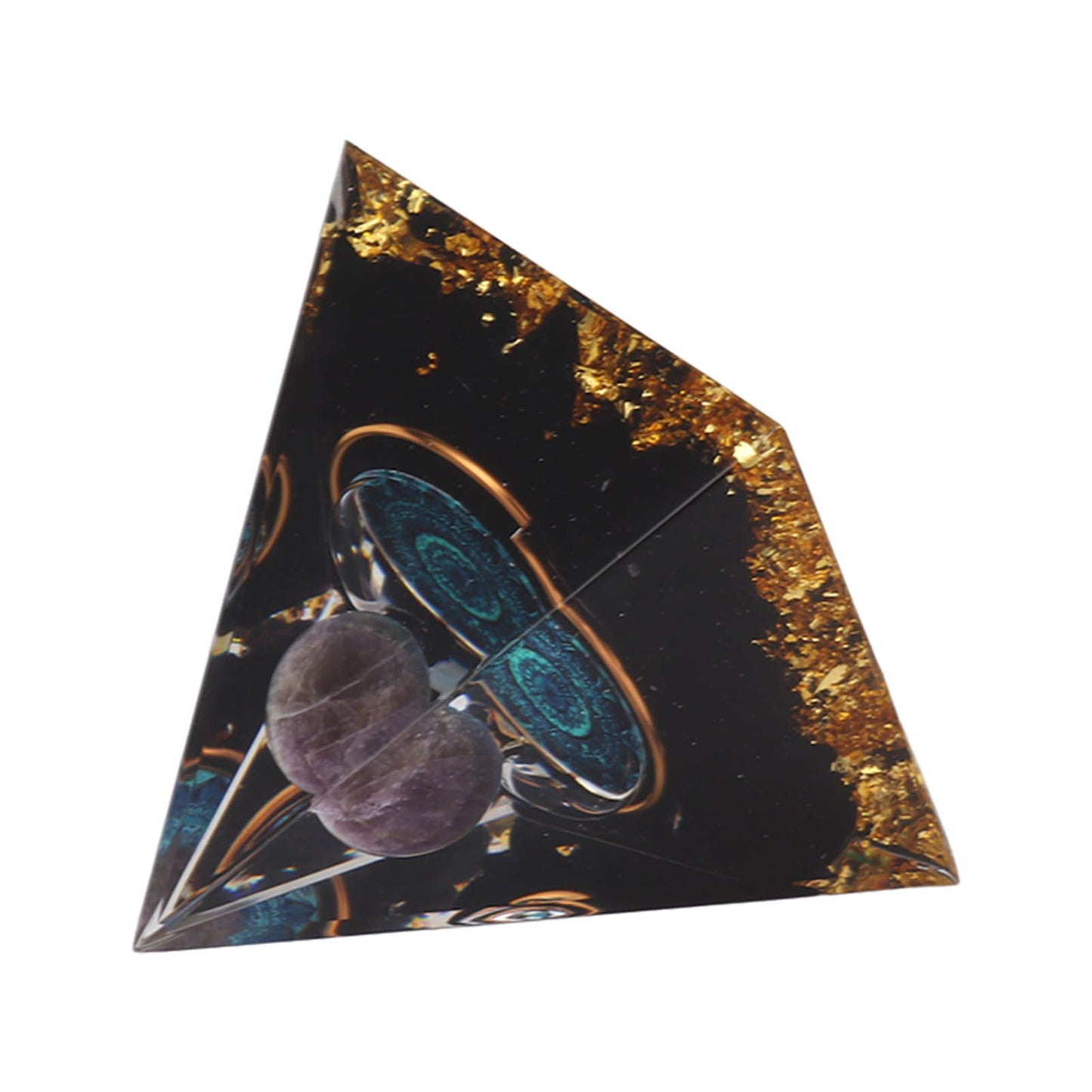 Crystal Epoxy Pyramid Decoration Hand Made 6cm Home Pyramid Desktop Ornament for Positive Energy