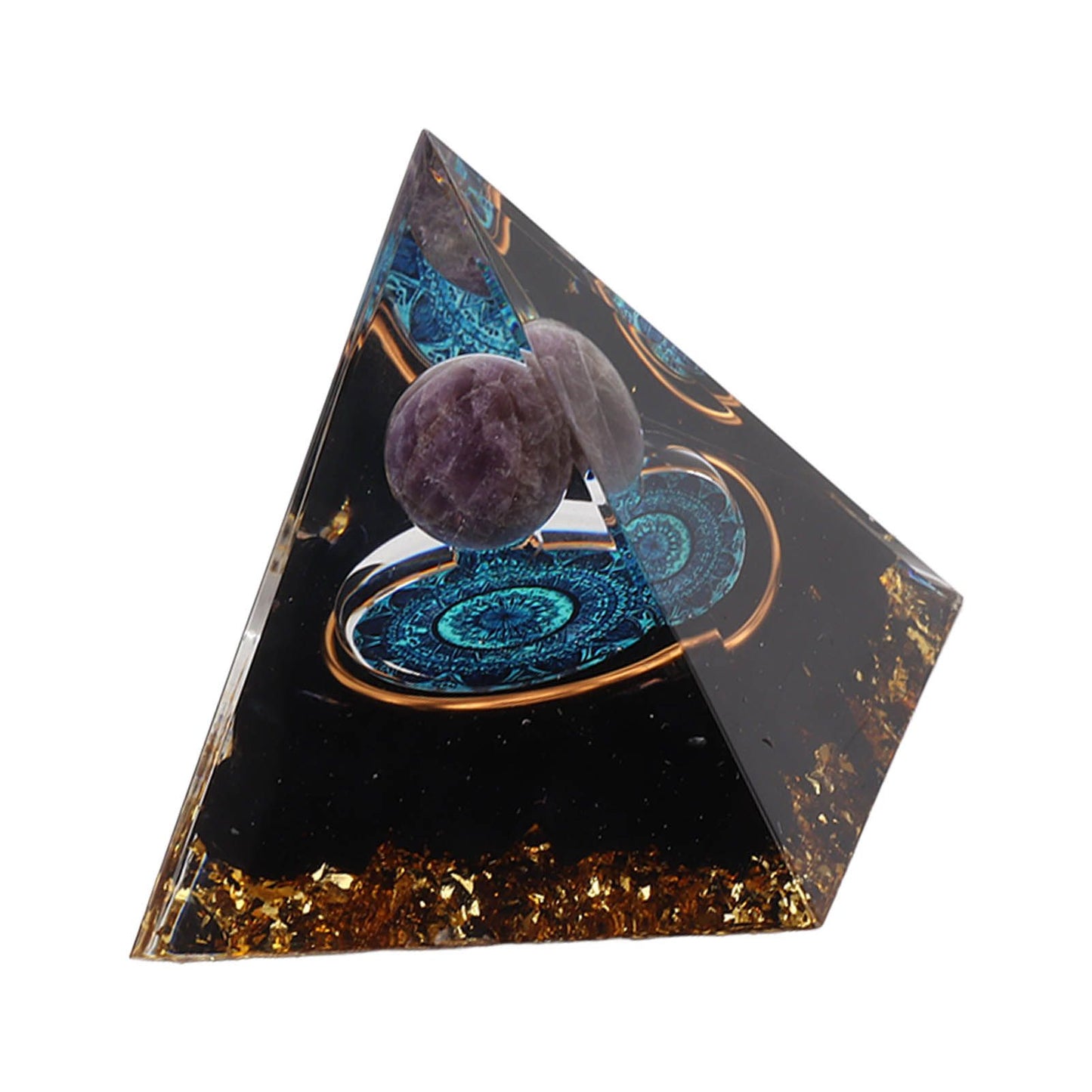 Crystal Epoxy Pyramid Decoration Hand Made 6cm Home Pyramid Desktop Ornament for Positive Energy
