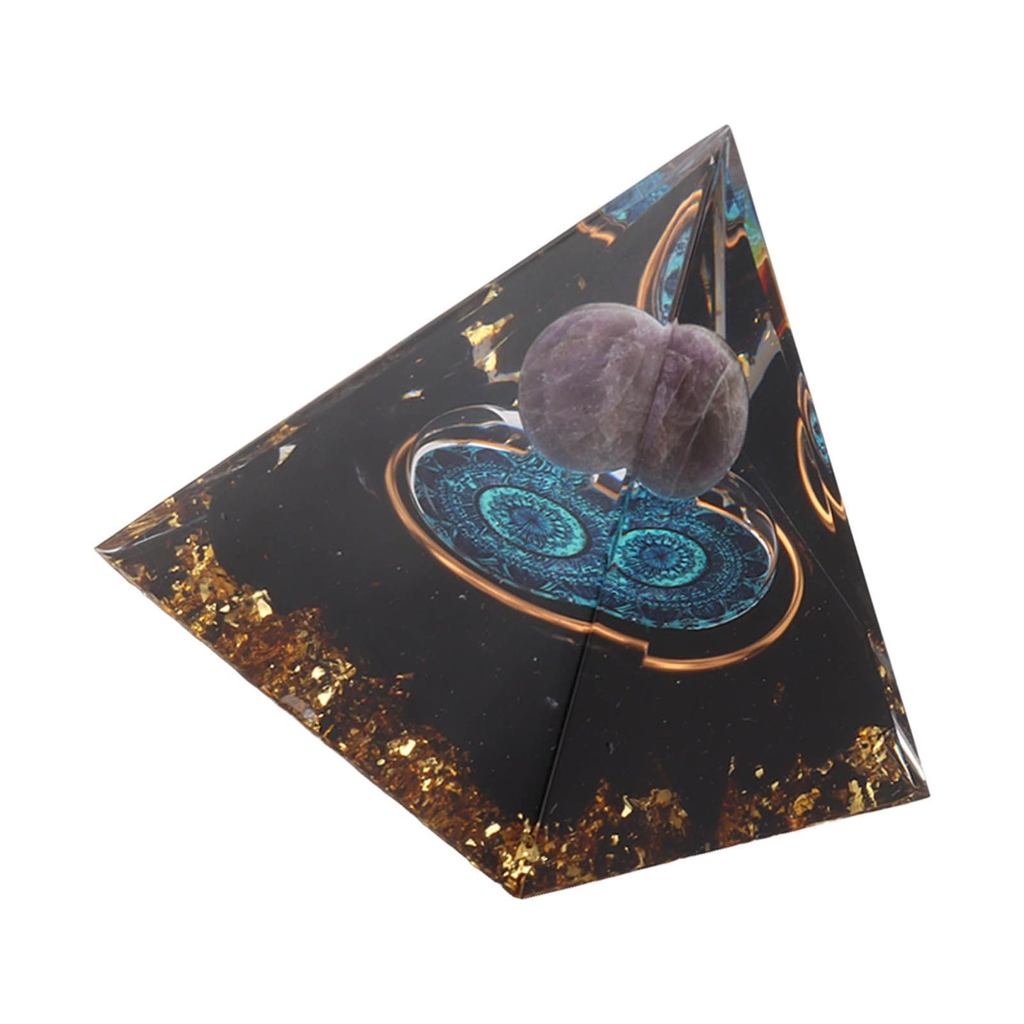 Crystal Epoxy Pyramid Decoration Hand Made 6cm Home Pyramid Desktop Ornament for Positive Energy