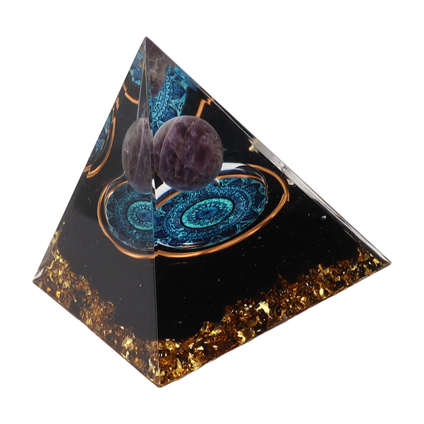 Crystal Epoxy Pyramid Decoration Hand Made 6cm Home Pyramid Desktop Ornament for Positive Energy