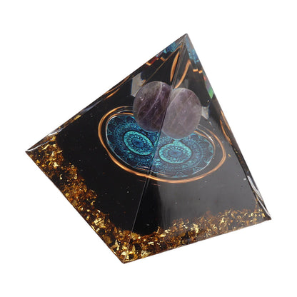 Crystal Epoxy Pyramid Decoration Hand Made 6cm Home Pyramid Desktop Ornament for Positive Energy