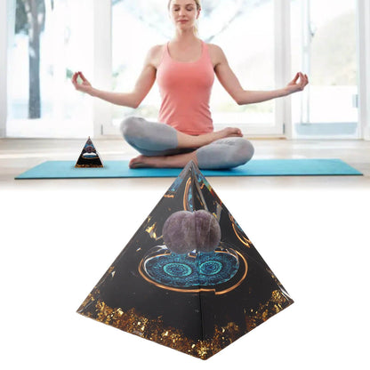 Crystal Epoxy Pyramid Decoration Hand Made 6cm Home Pyramid Desktop Ornament for Positive Energy