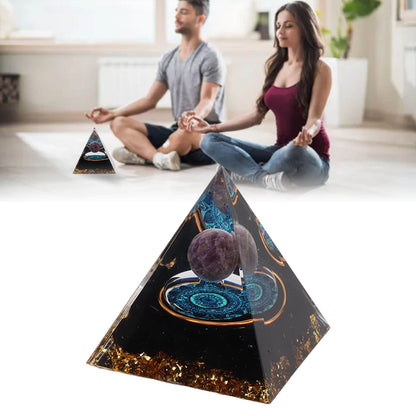 Crystal Epoxy Pyramid Decoration Hand Made 6cm Home Pyramid Desktop Ornament for Positive Energy
