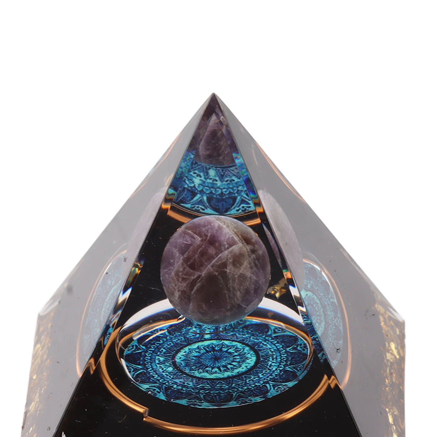 Crystal Epoxy Pyramid Decoration Hand Made 6cm Home Pyramid Desktop Ornament for Positive Energy