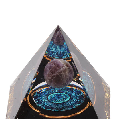Crystal Epoxy Pyramid Decoration Hand Made 6cm Home Pyramid Desktop Ornament for Positive Energy