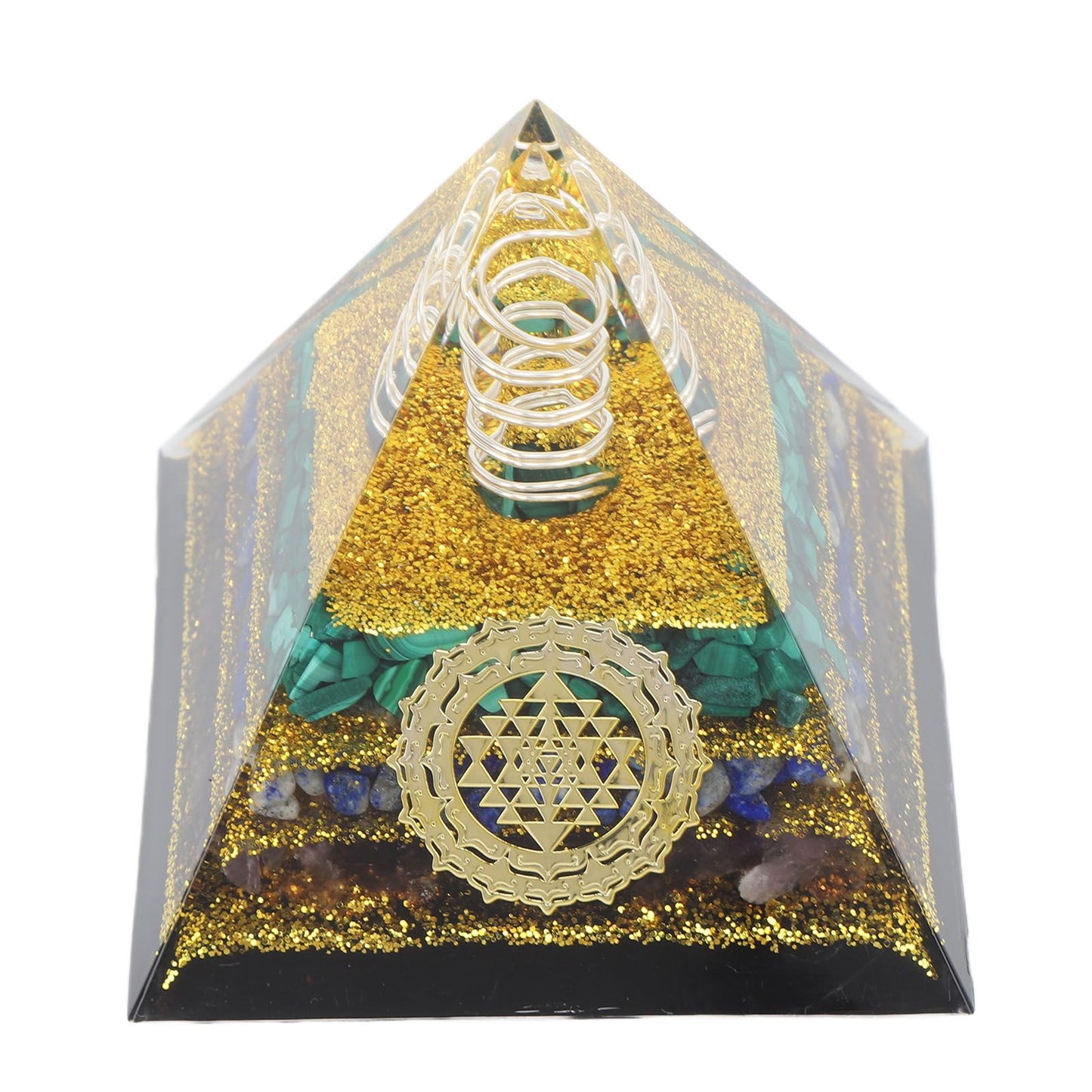 Crystal Pyramid Energy Generator Orgone Pyramid for Positive Energy Desktop Decoration Stress Reduce Healing Meditation Attract Wealth Lucky 6cm