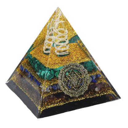 Crystal Pyramid Energy Generator Orgone Pyramid for Positive Energy Desktop Decoration Stress Reduce Healing Meditation Attract Wealth Lucky 6cm