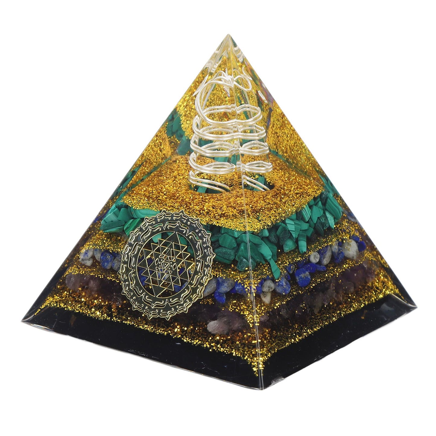 Crystal Pyramid Energy Generator Orgone Pyramid for Positive Energy Desktop Decoration Stress Reduce Healing Meditation Attract Wealth Lucky 6cm