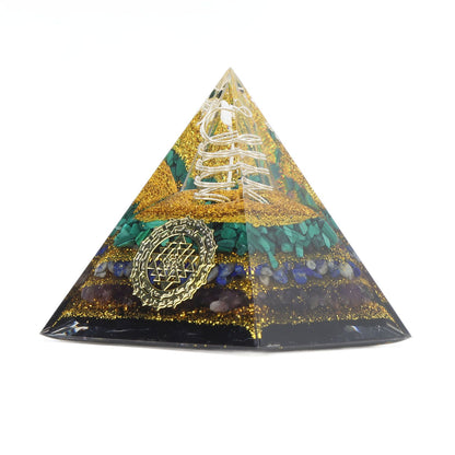 Crystal Pyramid Energy Generator Orgone Pyramid for Positive Energy Desktop Decoration Stress Reduce Healing Meditation Attract Wealth Lucky 6cm