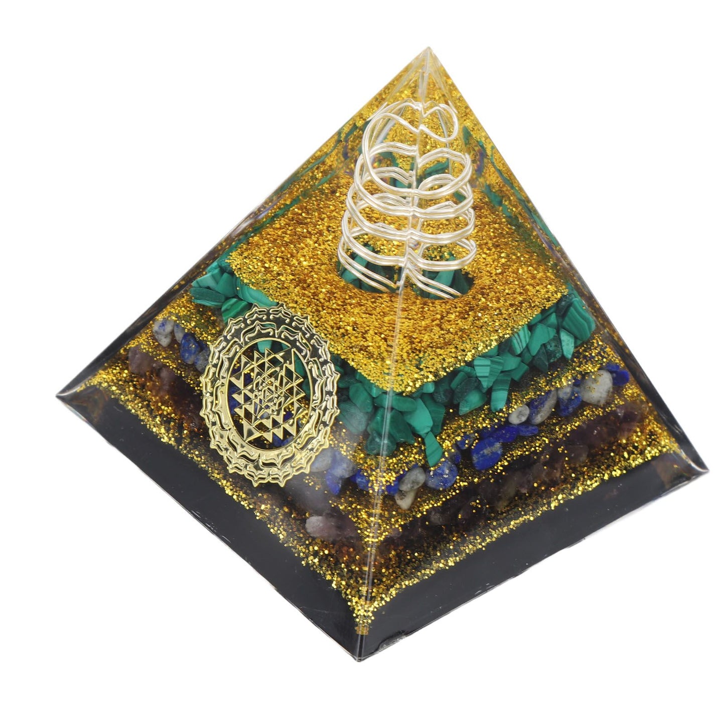 Crystal Pyramid Energy Generator Orgone Pyramid for Positive Energy Desktop Decoration Stress Reduce Healing Meditation Attract Wealth Lucky 6cm