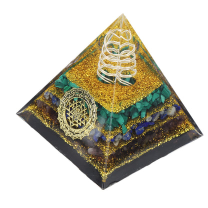Crystal Pyramid Energy Generator Orgone Pyramid for Positive Energy Desktop Decoration Stress Reduce Healing Meditation Attract Wealth Lucky 6cm