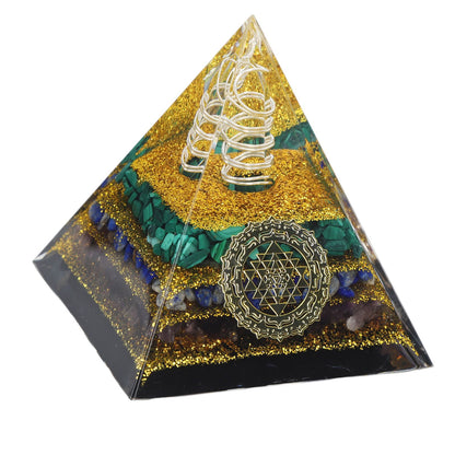 Crystal Pyramid Energy Generator Orgone Pyramid for Positive Energy Desktop Decoration Stress Reduce Healing Meditation Attract Wealth Lucky 6cm